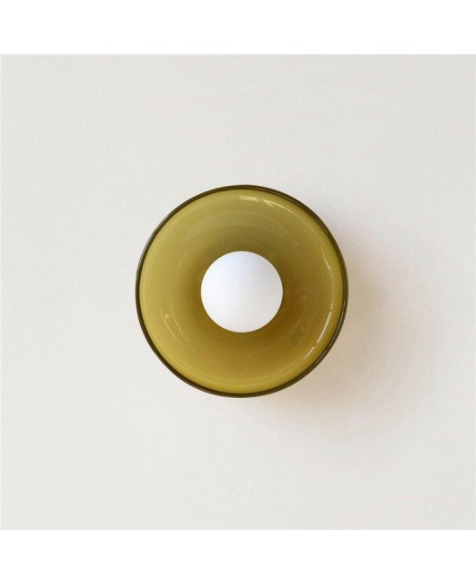 Danish designer balcony wabi sabi style colored glass background wall light French medieval bedroom bed head round