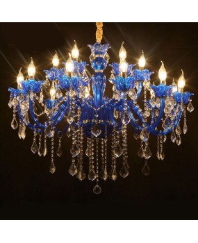 Blue crystal lamp, colorful European style living room and bedroom chandelier, Mediterranean creative clothing store, internet cafe, and coffee lighting fixtures