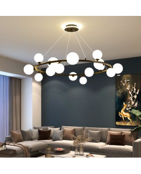 New living room pendant light, Nordic magic bean restaurant lighting, modern and simple creative bedroom circle bubble double-layer lighting