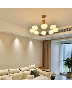 Wooden cream style living room pendant light, Japanese style simple and warm cotton light, creative 2023 new bedroom and study light