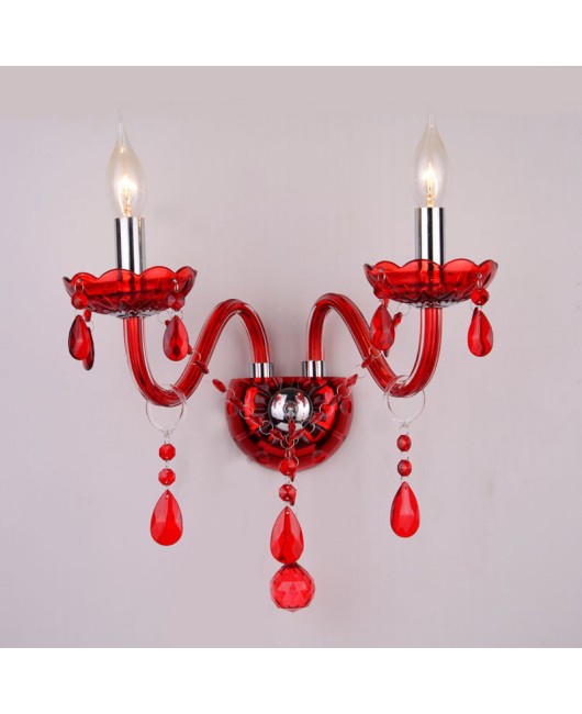 European Wall Light Bedroom Living Room Light Bar KTV Corridor Dining Room Light Wedding Banquet Red Crystal Wall Light