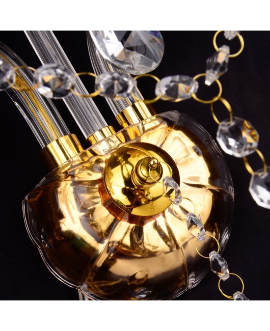 European Candle Gold Double Headed Single Head Bedroom Bedhead Wall Light Indoor Light Glass Crystal Wall Light Corridor Light Fixture