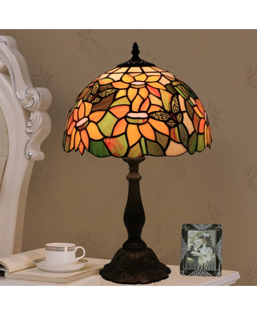 Cross border 12 inch German Dutch British Tiffany European style desk lamp, bedroom bedside lamp, retro creative decorative table