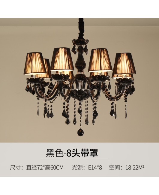 Black pendant light European style living room crystal light dining room bedroom pendant light coffee shop internet cafe clothing store decoration candle light