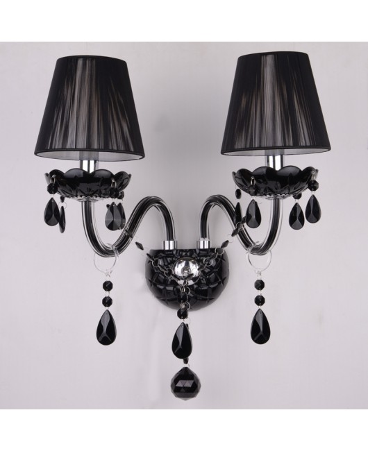 European style black double headed candle crystal wall lamp retro hallway bedside lamp wall lamp KTV hallway bedroom wall lamp