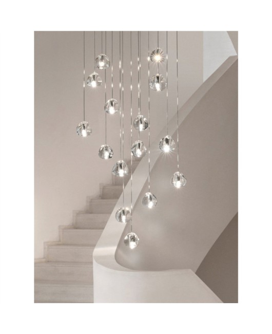 Loft apartment duplex staircase pendant light modern minimalist creative light luxury villa living room hanging crystal long line pendant light