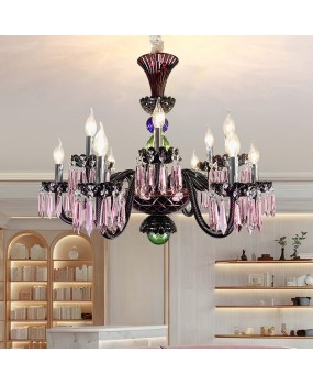 French Baca new luxury villa pendant light, high-end living room crystal pendant light, European style light luxury dining room bedroom lighting