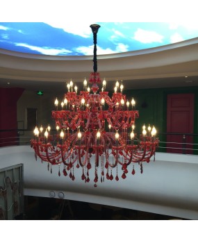 European style red chandelier, hotel banquet hall, wedding hall, KTV lobby, restaurant, crystal lights, large engineering lighting fixtures