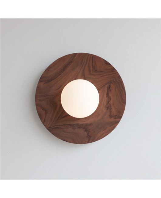 Black walnut Japanese style original solid wood glass suction homestay retro circular background bedroom foyer headboard living room ceiling wall lamp