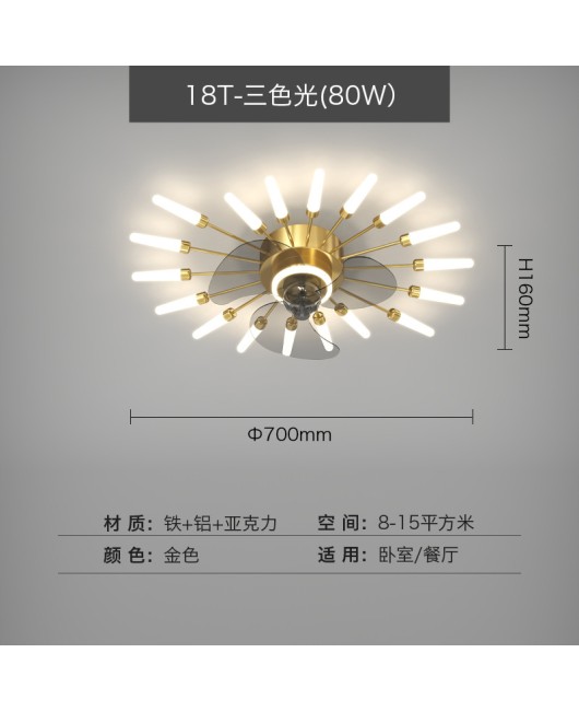 Fan lights, living room ceiling lights, simple, modern, atmospheric, bedroom fireworks, ceiling fan lights, integrated frequency conversion, 2022 new model