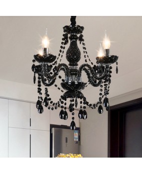 European crystal chandelier, living room light, black retro restaurant light, simple and creative coffee shop, internet cafe candle, crystal light