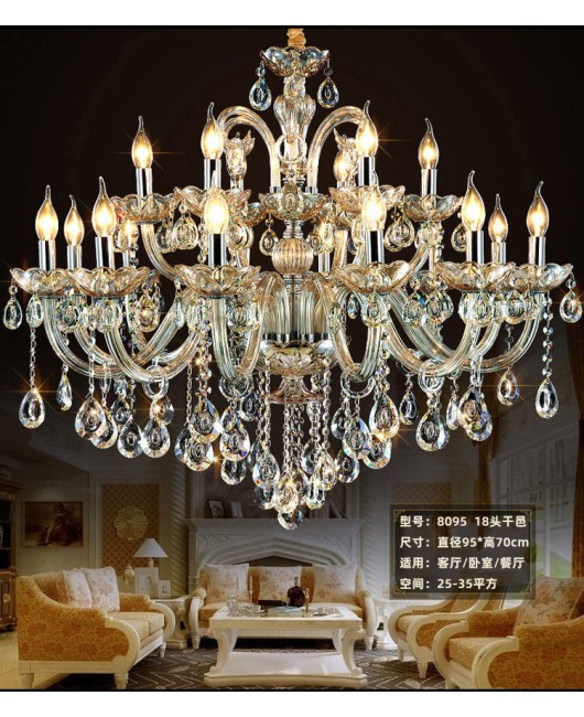 European style living room crystal chandelier, simple modern dining room lamp, home bedroom lamp, luxurious and atmospheric study candle lamp