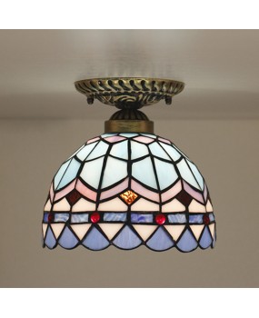 Cross border export of 8-inch Mediterranean Tiffany ceiling lights, fashionable and creative balcony, hallway, hallway, and foyer LED lights