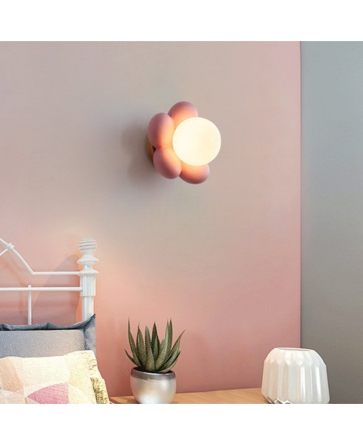 Flower wall lamp Nordic creative art cartoon children's room decoration lamp simple and modern 2022 internet famous bedside lamp