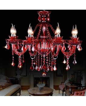 European style colored crystal chandelier, red diffuse coffee shop, internet cafe chandelier, wedding room, bedroom, KTV, private room, candle lighting fixture