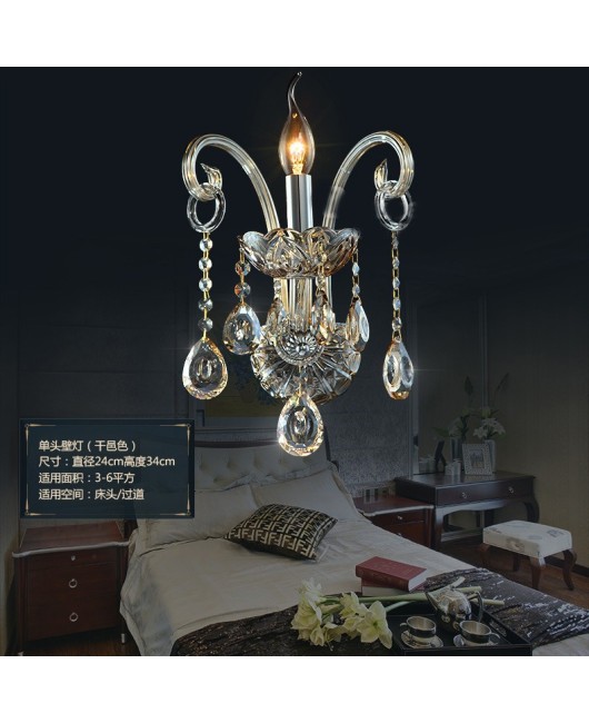 Manufacturer wholesale European crystal wall lamp, bedroom bedside wall lamp, amber dual head single head hallway wall lamp