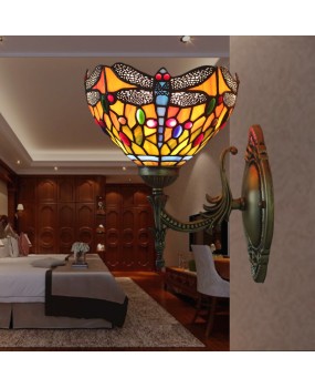 Cross border foreign trade cross-border Di European retro creative dragonfly wall lamp bedroom living room study dining room balcony foyer lamp