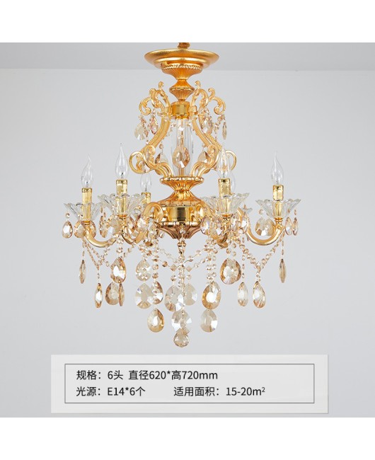 European style living room, dining room, crystal lamp, atmospheric zinc alloy candle lamp, bedroom lamp, hotel lobby, villa decoration lamp