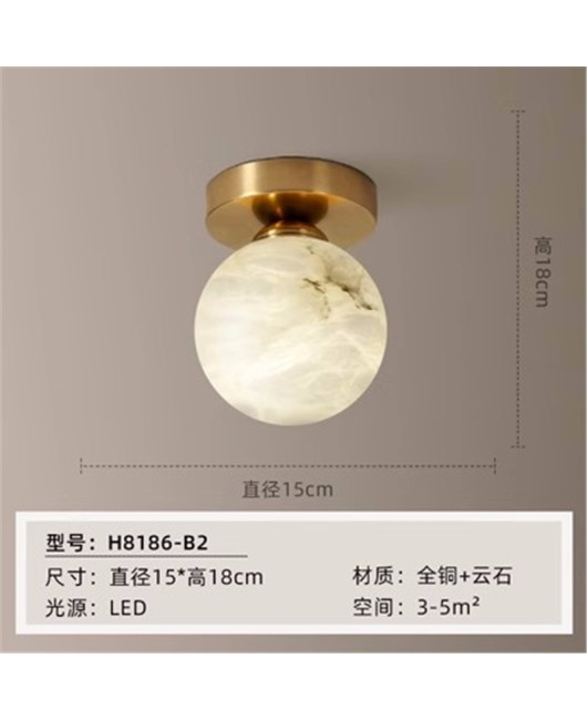 New Chinese style all copper marble entrance hallway, dressing room, balcony, ceiling mounted, modern single headed hallway, ceiling light