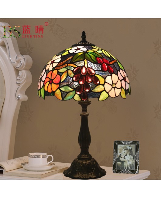 Cross border colored glass desk lamp bedside study bar hotel villa hotel European retro creative luxury desk lamp