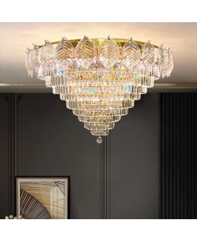 French style light luxury living room crystal ceiling light, household bedroom light, post-modern minimalist dining room, study room, golden hanging light fixture