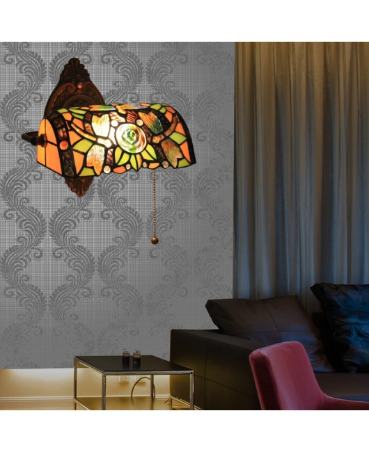 Cross border foreign trade Tiffany dragonfly wall lamp European retro nostalgic coffee shop bar hotel villa corridor wall lamp