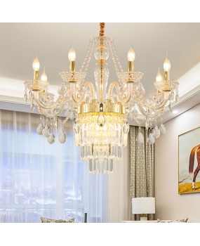 European style living room pendant lamp, dining room lamp, home study, bedroom candle lamp, hotel lobby, villa, duplex building, crystal lamp