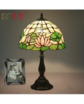 Cross border foreign trade European style table lamp retro creative glass dragonfly bedroom bedside lamp bar hotel inn desk lamp