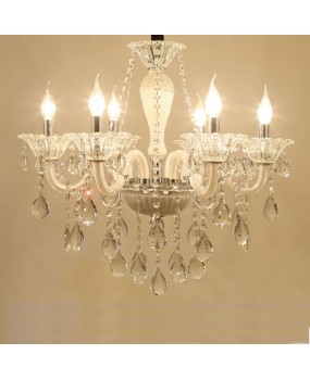 European style candles, crystal chandeliers, white living room crystal lights, bedroom dining room lights, engineering glass lighting fixtures, manufacturer wholesale