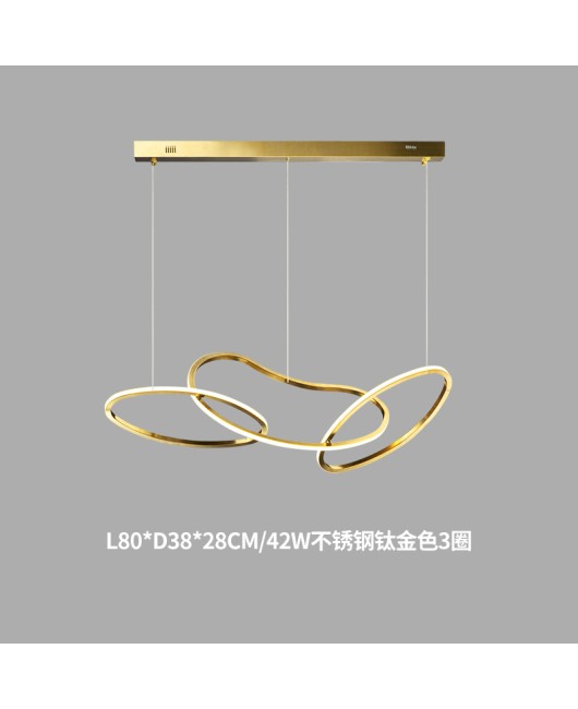 Minimalist Light Luxury Living Room Pendant Light Postmodern Art Creative Circle Light Stainless Steel Circular Bedroom Dining Bar Desk Light