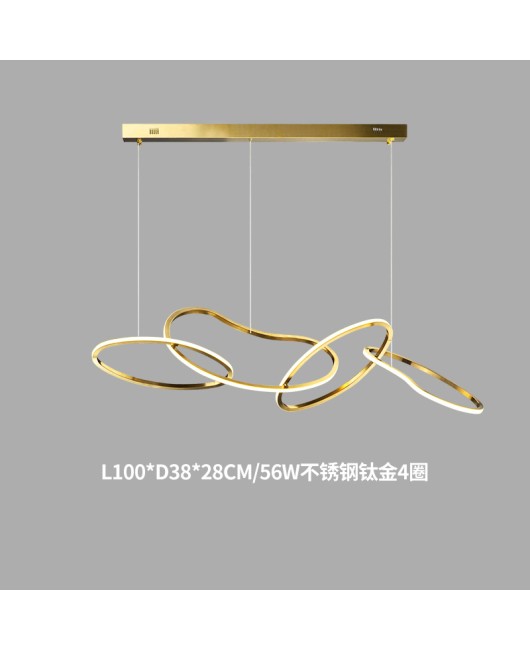 Minimalist Light Luxury Living Room Pendant Light Postmodern Art Creative Circle Light Stainless Steel Circular Bedroom Dining Bar Desk Light