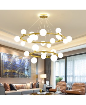 New living room pendant light, Nordic magic bean restaurant lighting, modern and simple creative bedroom circle bubble double-layer lighting