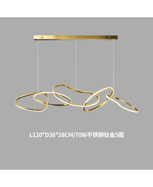 Minimalist Light Luxury Living Room Pendant Light Postmodern Art Creative Circle Light Stainless Steel Circular Bedroom Dining Bar Desk Light