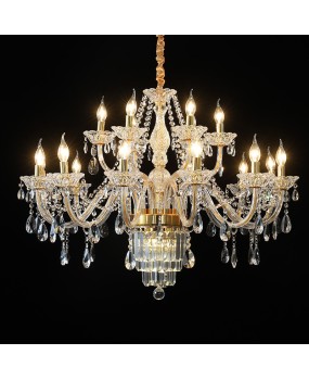 European style candle, crystal chandelier, living room, golden chandelier, dining room, bedroom lighting, simple European hotel, villa engineering lighting fixtures