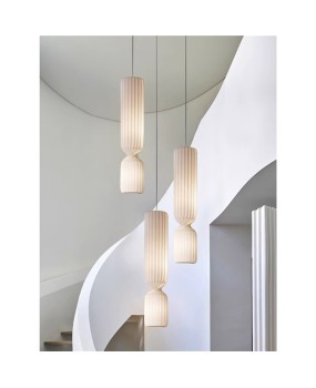 Wabi Sabi style loft silk duplex staircase pendant light creative Japanese style luxury designer high rise living room lighting