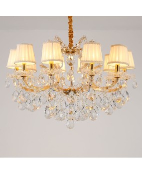 European style living room pendant light luxurious grand dining room crystal light creative bedroom study lighting golden clip candle light