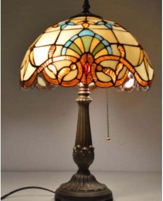 Baohua Tiffany colored glass lighting, European Mediterranean retro lighting, desk lamp, bedside lamp, restaurant bar desk lamp