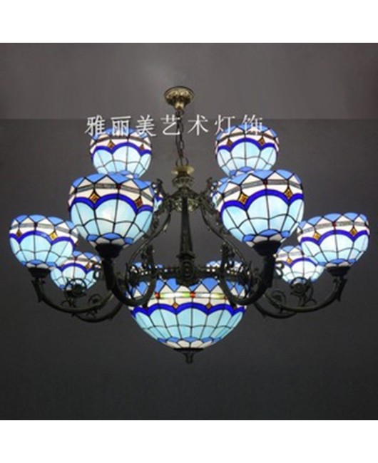 Chandelier Wholesale: Baohua Tiffany Glass Mediterranean Multi story Multi head Duplex Hotel Restaurant Clubhouse Chandelier