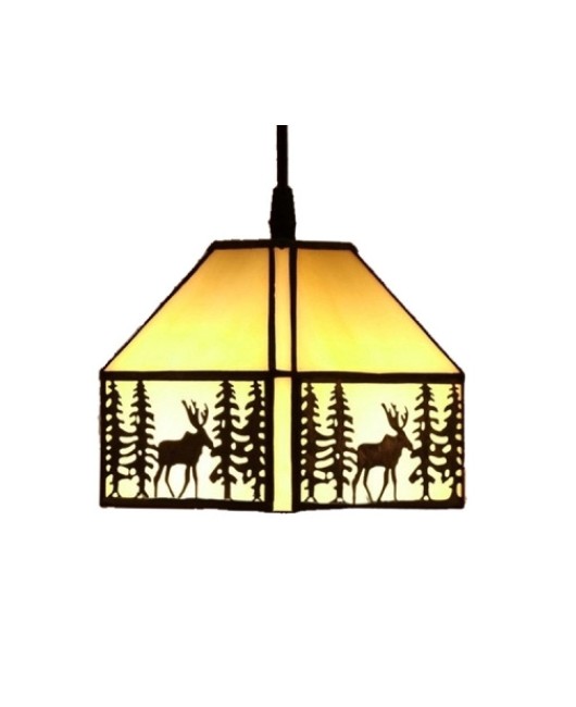 Baohua Tiffany Lighting Colorful Glass Retro American Country Deer Light Bedroom Restaurant Bar Pendant Special Offer