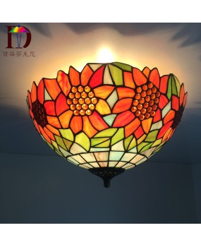 One piece dropshipping lighting manufacturer direct sales Tiffany countryside sunflower creative personality LED ceiling light promotion