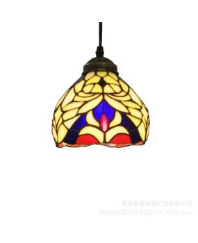 Tiffany colored glass European style villa staircase lights directly sold by lighting manufacturers. Mid floor long chandelier new product promotion