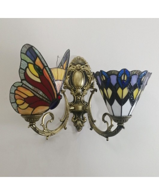 Baohua Tiffany Colored Glass Mediterranean Balcony Corridor Hotel Guest Dining Room Bedroom Bar Smart Wall Light