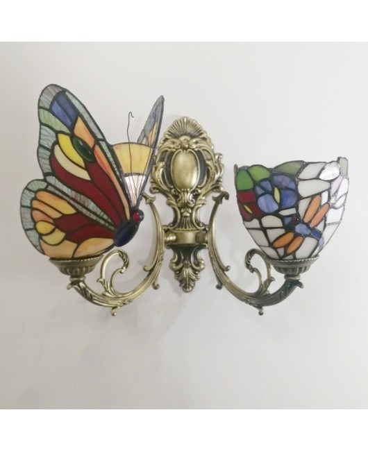 Baohua Tiffany Colored Glass Mediterranean Balcony Corridor Hotel Guest Dining Room Bedroom Bar Smart Wall Light