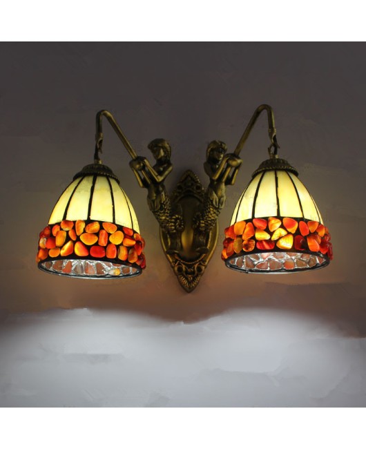 Manufacturer wholesale natural agate stone wall lamp Tiffany retro living room bar villa classical wall lamp special price