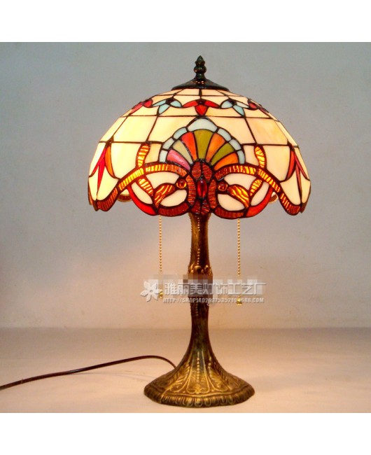 Discounted European Baroque Warm Colors Warm Bedhead Desk Lamp, Study Desk Lamp, Colored Glass Desk Lamp