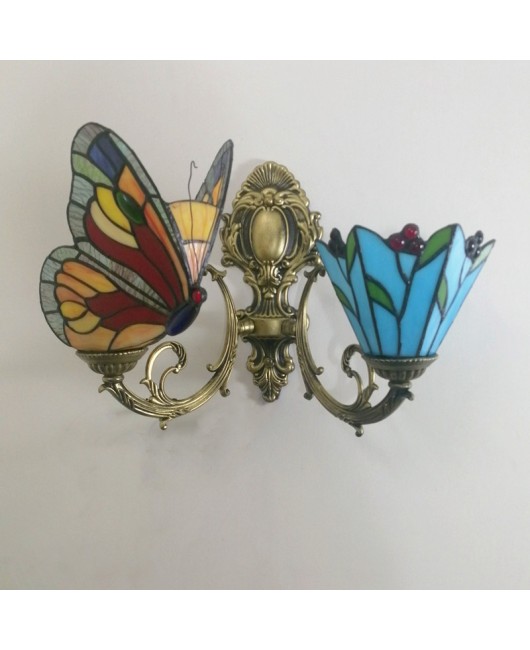 Baohua Tiffany Colored Glass Mediterranean Balcony Corridor Hotel Guest Dining Room Bedroom Bar Smart Wall Light