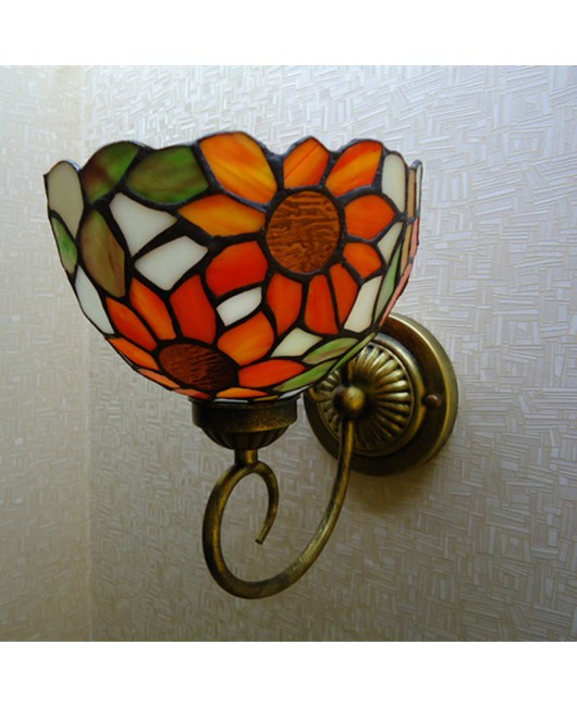 A dropshipping LED sunflower creative wall lamp corridor glass Tiffany wall lamp corridor single head wall lamp