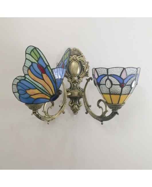 Baohua Tiffany Colored Glass Mediterranean Balcony Corridor Hotel Guest Dining Room Bedroom Bar Smart Wall Light