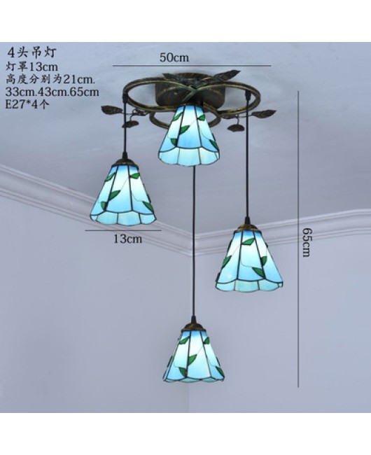 Baohua Tiffany Lighting Colorful Glass Art Creative Corridor Balcony Entrance Corridor Bar Counter European style Small Pendant Light