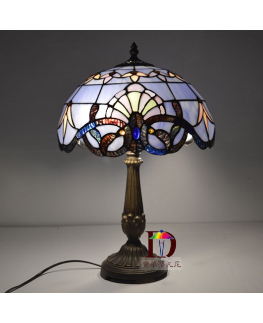 Baohua Tiffany colored glass lighting, European Mediterranean retro lighting, desk lamp, bedside lamp, restaurant bar desk lamp